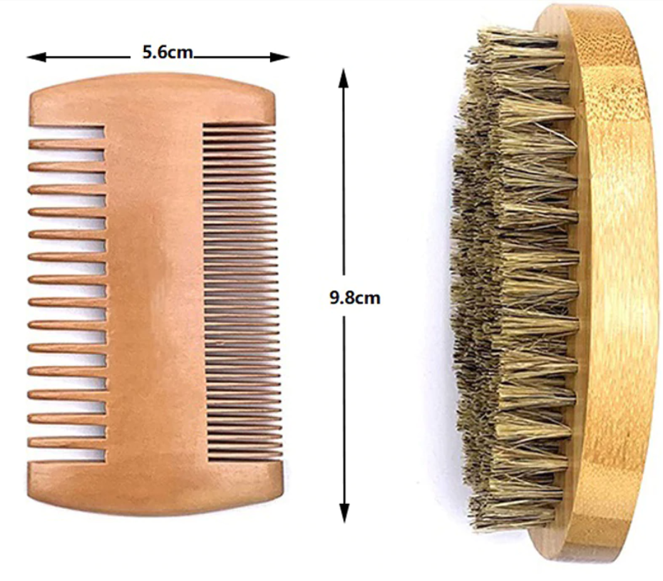 Set para cuidado de barba de cerdas de jabalí